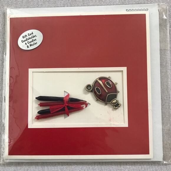 Greeting Cards 4 Set Lady Bug Candle Holders with Tiny Candles - Picture 6 of 9